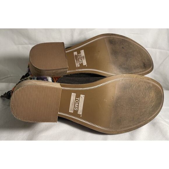 Toms Leila Chocolate Suede & Multicolor Yarn Bootie Mixed Textile Bootie Sz 7.5 - Picture 9 of 9